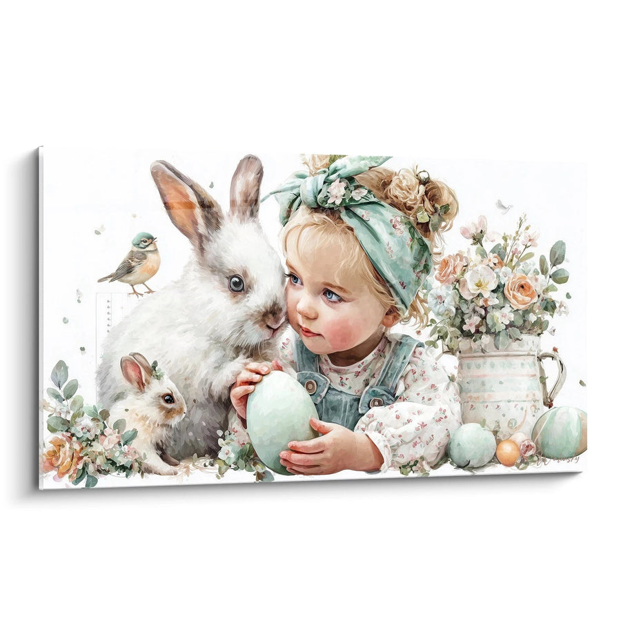 Tableau enfant lapin Espoir du dimanche pascal - édition pâques