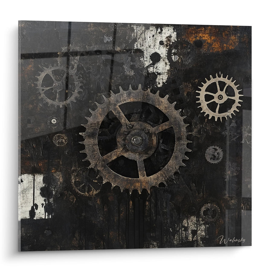 Tableau engrenages industriels - Mécanisme rouillé - édition machines et engrenages