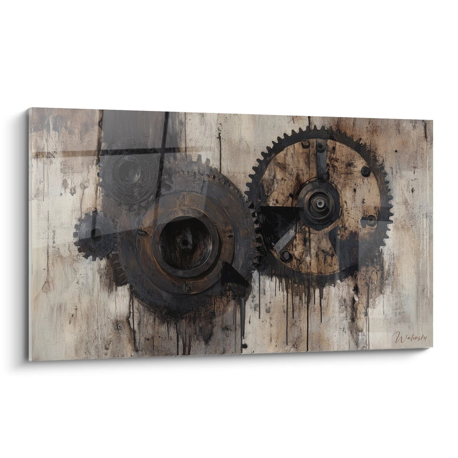 Tableau engrenages industriels - Mécanisme ancestral - édition machines et engrenages