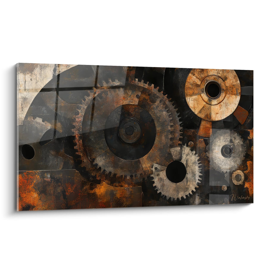 Tableau engrenages rouillés - Mécanisme industriel - édition machines et engrenages