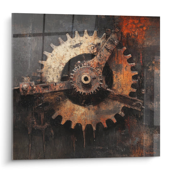 Rusty Gears Painting - Vintage Industrial Mechanism - machines and gears edition
