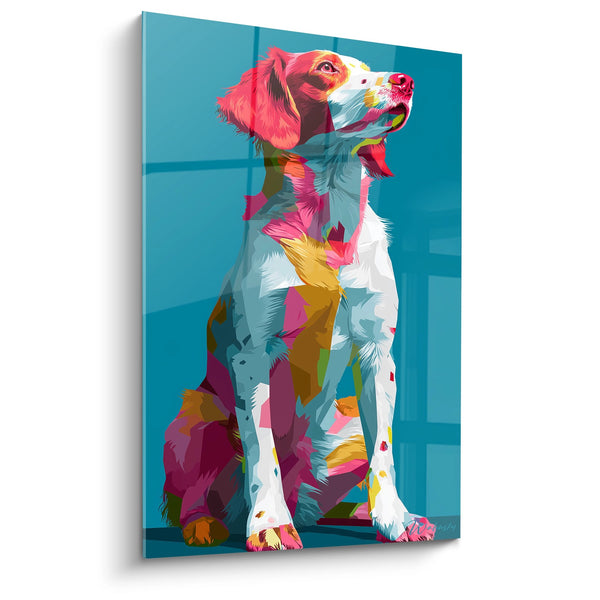 Cuadro de Perro Multicolore Sentado en Posición Firme - Retrato Artístico Geométrico - Edición Braco Español