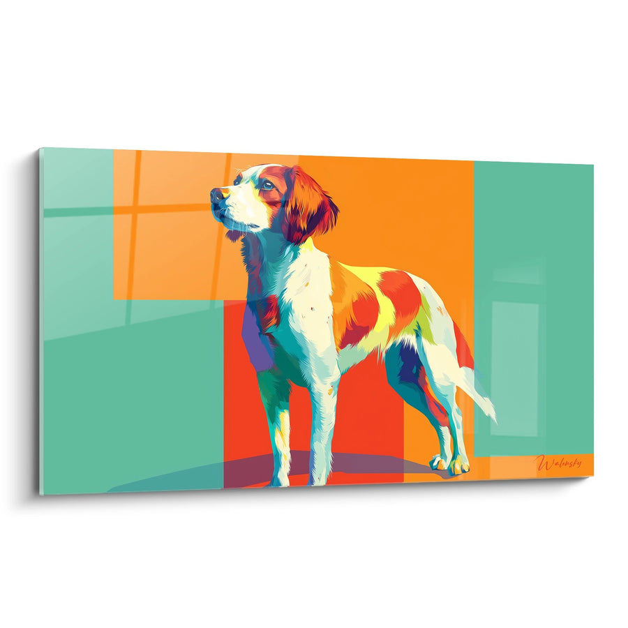 Tableau Chien Multicolore Portrait Pop Art - Éclat Géométrique - Edition Epagneul Breton