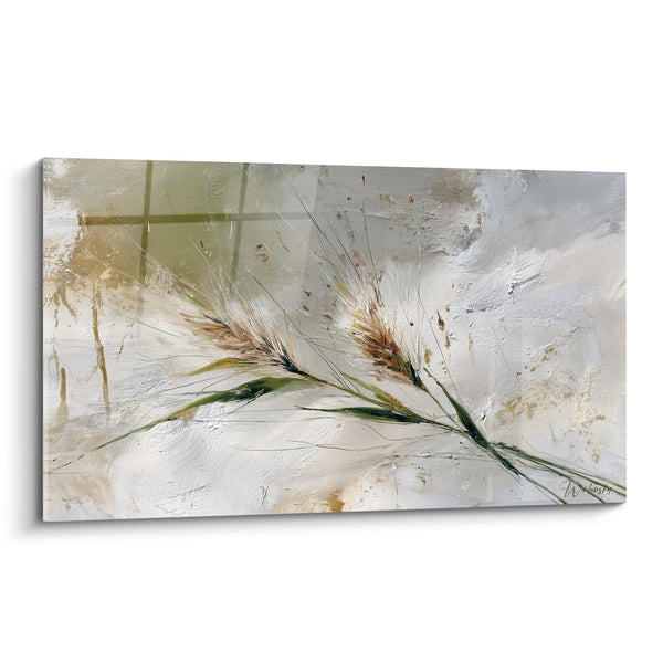 Tabelarij gouden graanaren op een getextureerde beige en groene achtergrond - Herfst oogst - Gramineus editie