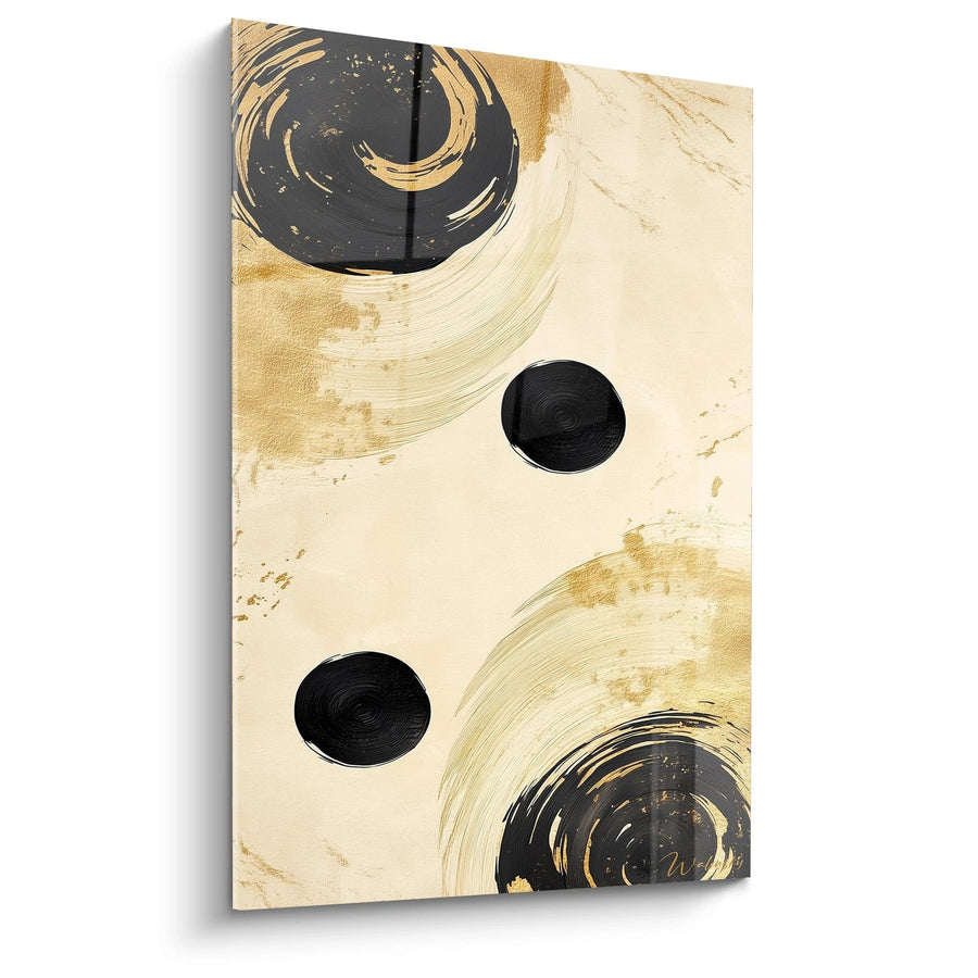 Tableau Équilibre Sphère Noir - édition géométrique abstrait