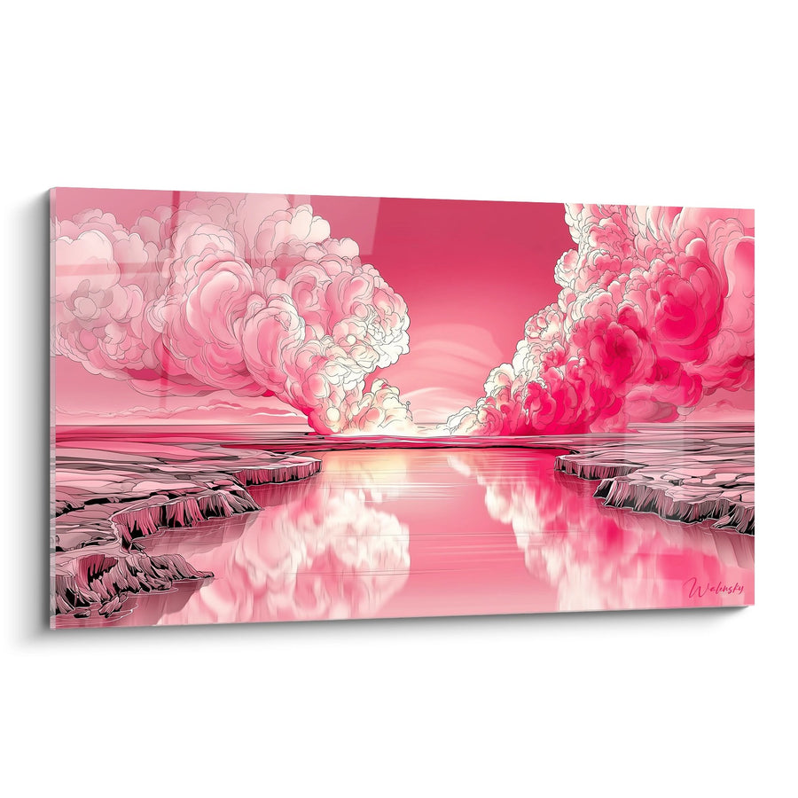 Tableau éruption volcanique rose - Explosion Fantasmagorique - édition Volcan