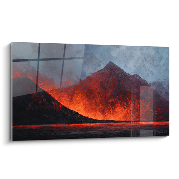 Cuadro erupción volcánica - Estallido de fuego - edición volcán