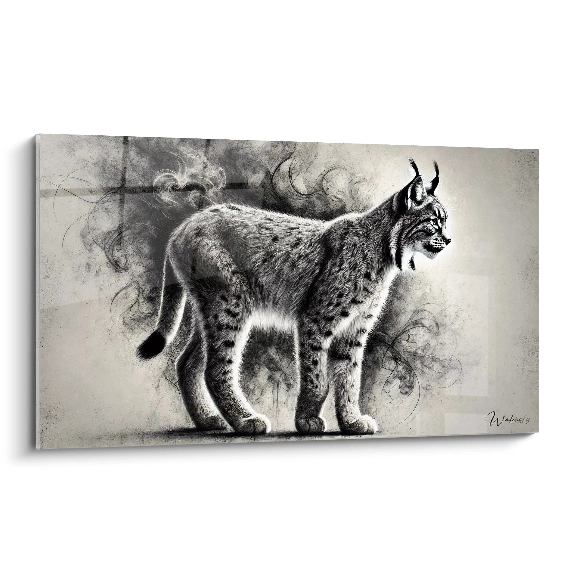 Ce tableau lynx dépeint avec réalisme la majesté de cet animal. Chaque poil du lynx est capturé avec précision, créant une impression de douceur. Ce tableau lynx s'intègre parfaitement dans un décor moderne.


