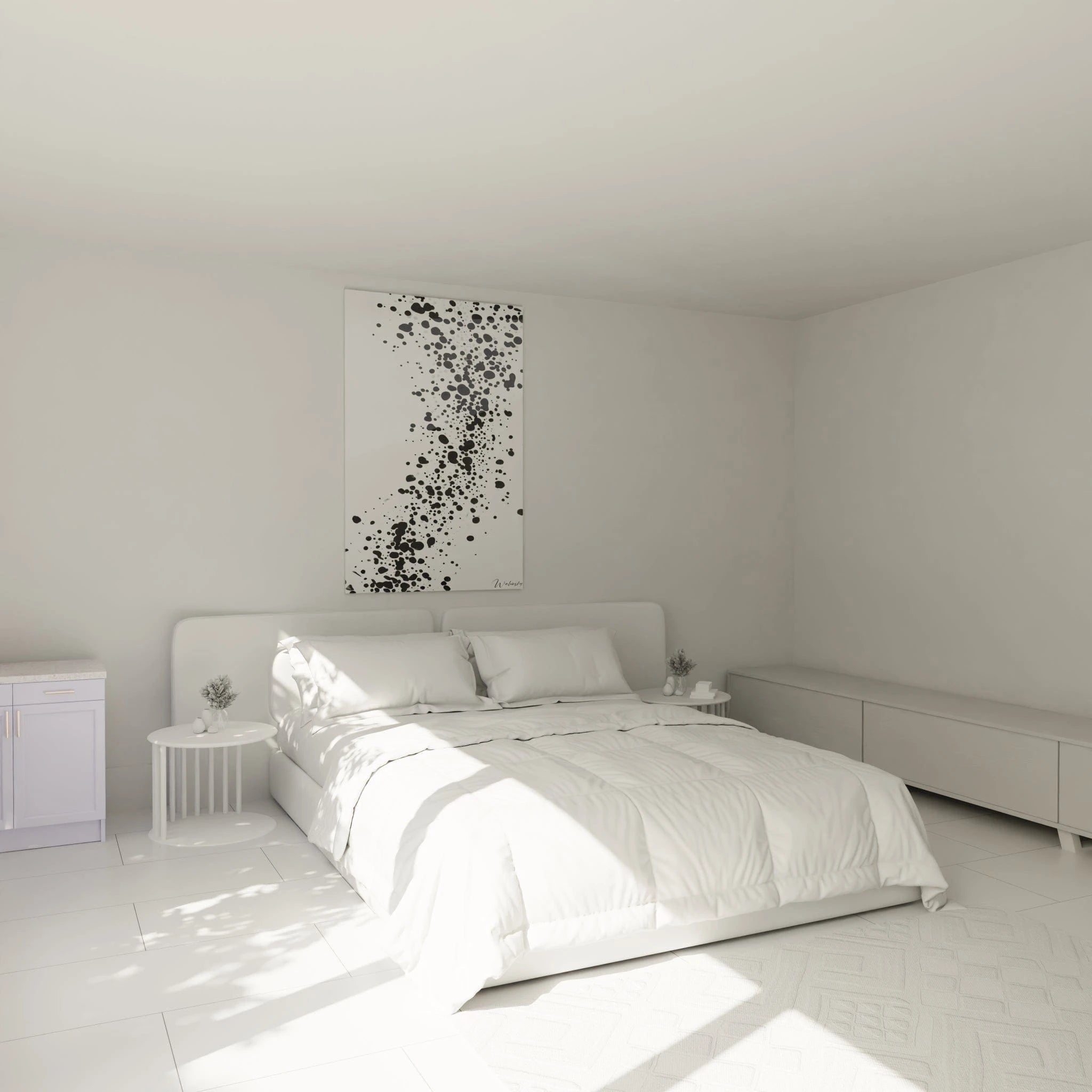 Tableau tacheté noir et blanc de Walensky, décor moderne pour chambre élégante