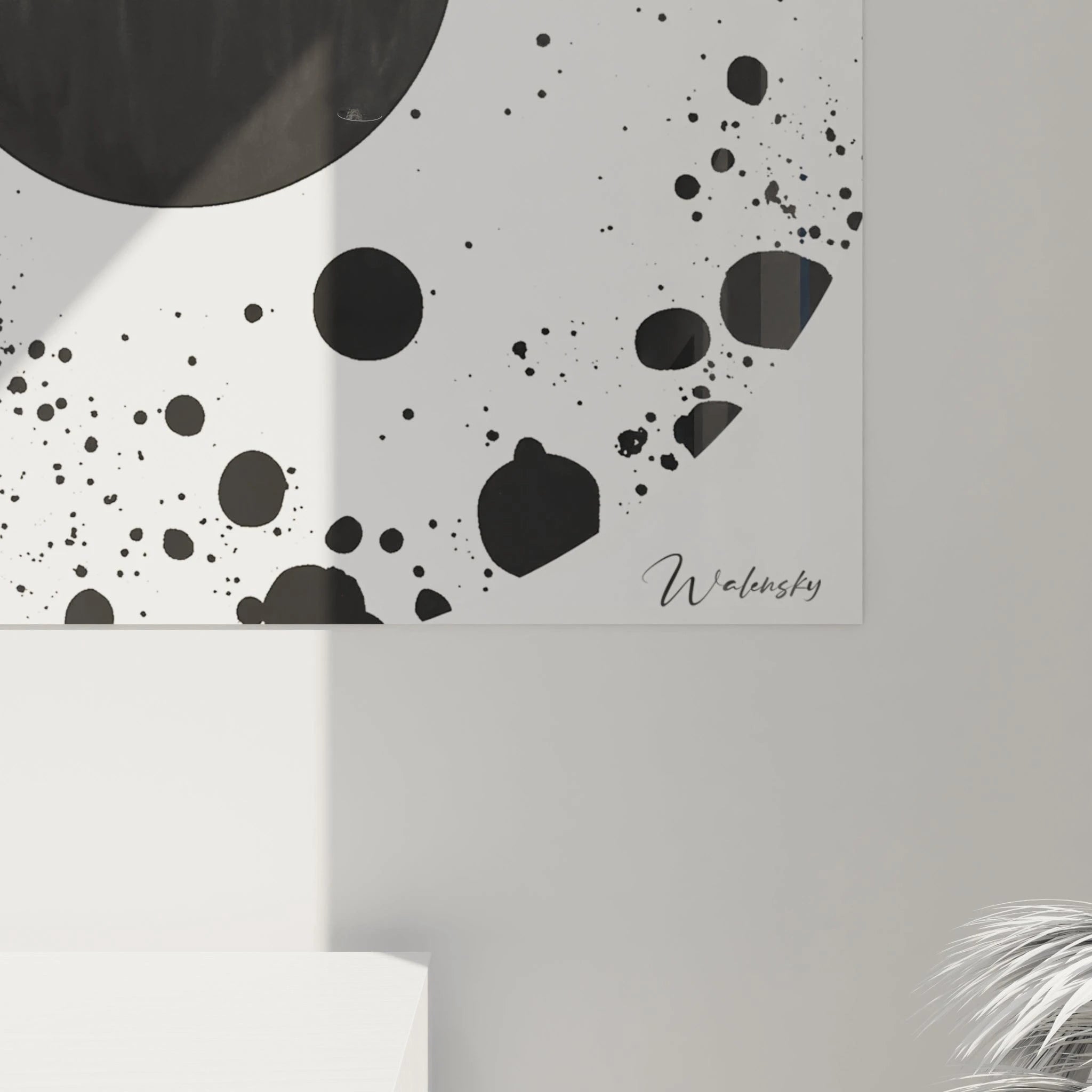 Tableau tacheté noir et blanc de Walensky avec motifs modernes pour décoration intérieure