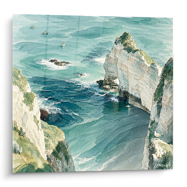 Tableau Falaise blanche et mer turquoise - Vertige côtier - Edition Étretat Normandie France