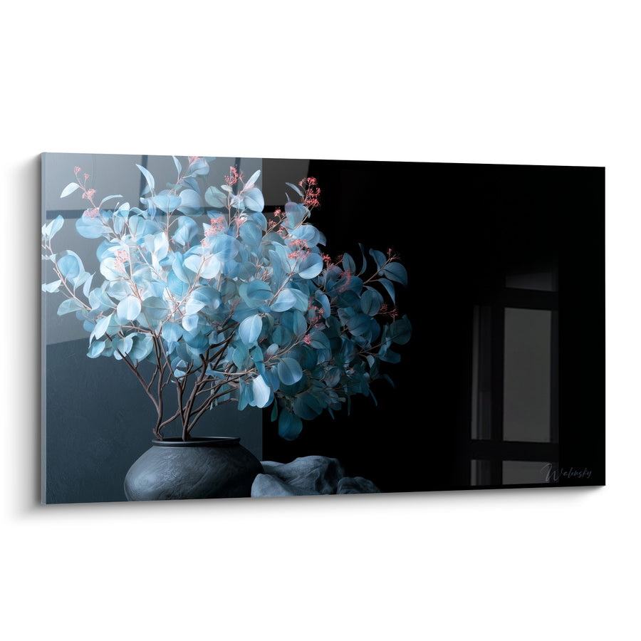 Tableau Bouquet bleu et noir en vase sombre - Silence nocturne - Edition Eucalyptus