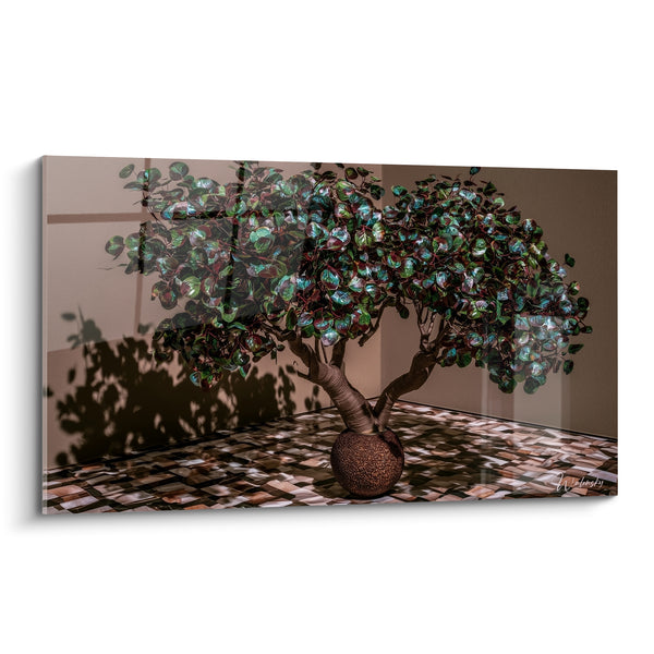 Tableau Bonsaï vert émeraude au pot terracotta - Sérénité végétale - Edition Eucalyptus