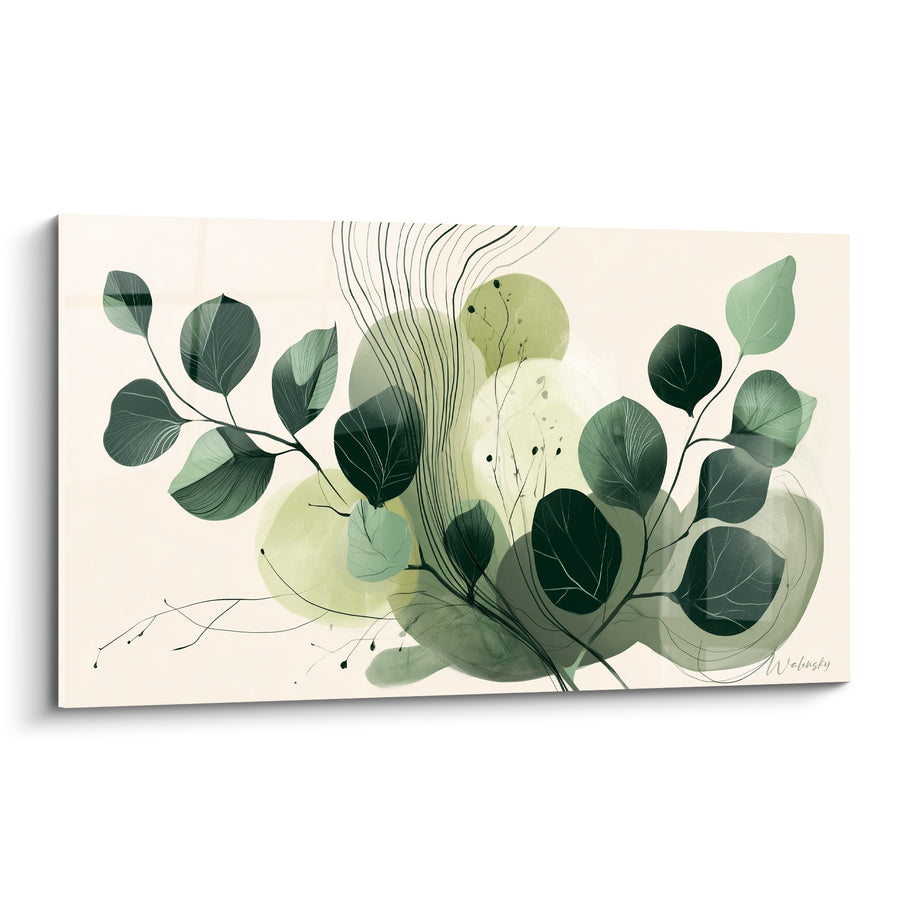 Tableau Feuilles vert sauge et beige poudré - Souffle végétal - Edition Eucalyptus