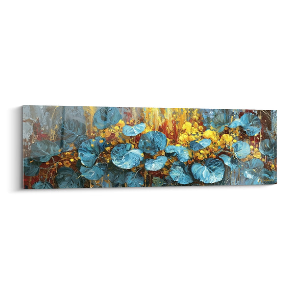 Tableau Feuilles rondes bleu turquoise et doré - Lueur du feuillage - Edition Eucalyptus