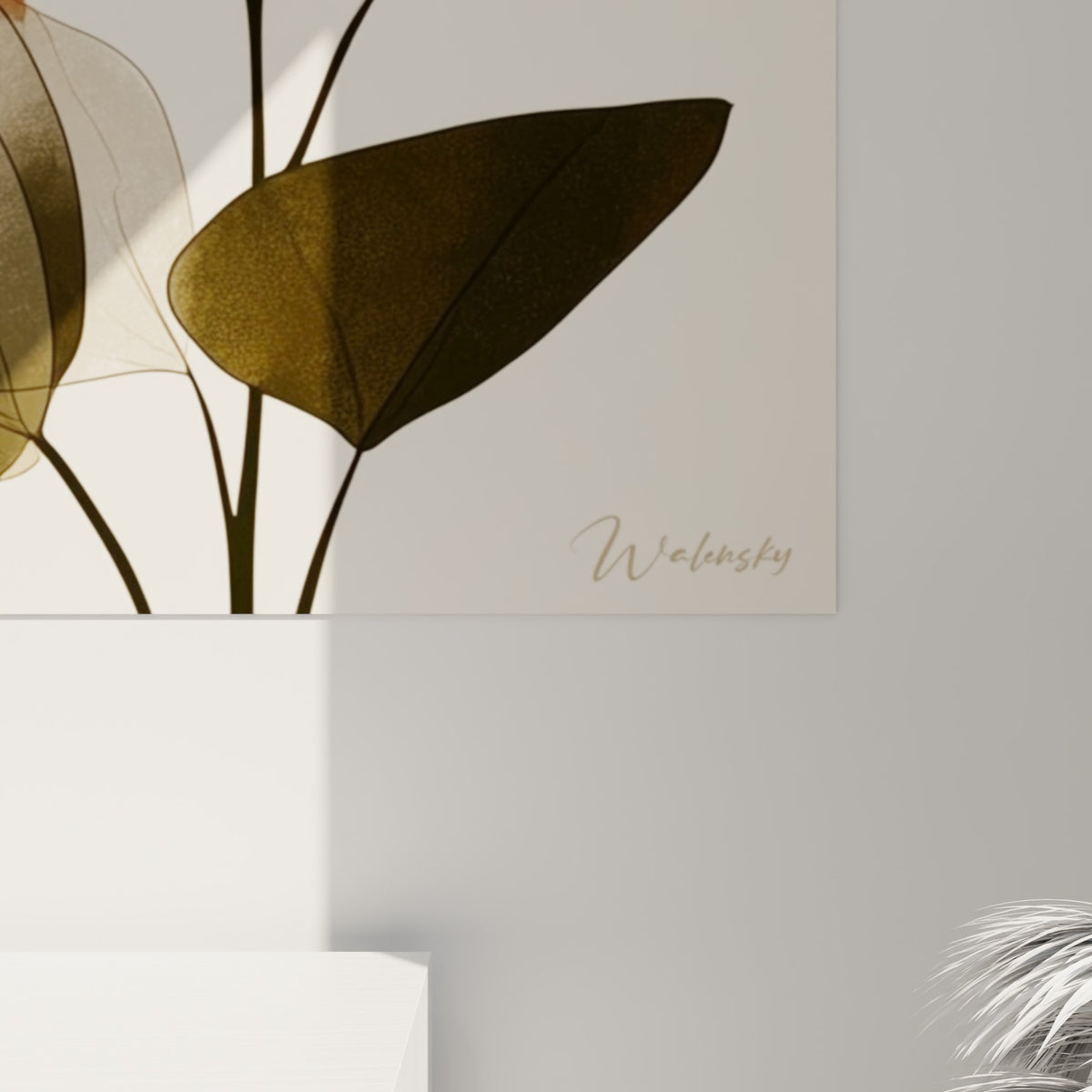 Nervures fines et transparence des feuilles d'eucalyptus révélant le grain terracotta et ivoire de l'impression