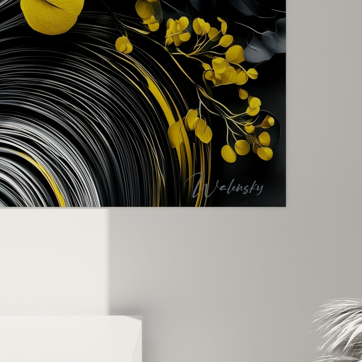 Grain et texture des feuilles d'eucalyptus jaune et des filaments noirs sur l'impression détaillée