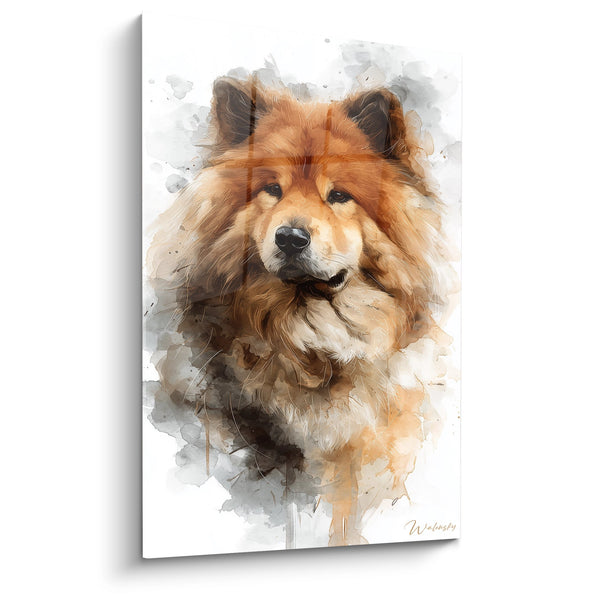 Quadro Cane nei Toni Dorati e Acquerello Fluido - Ritratto Maestoso - Edition Eurasier