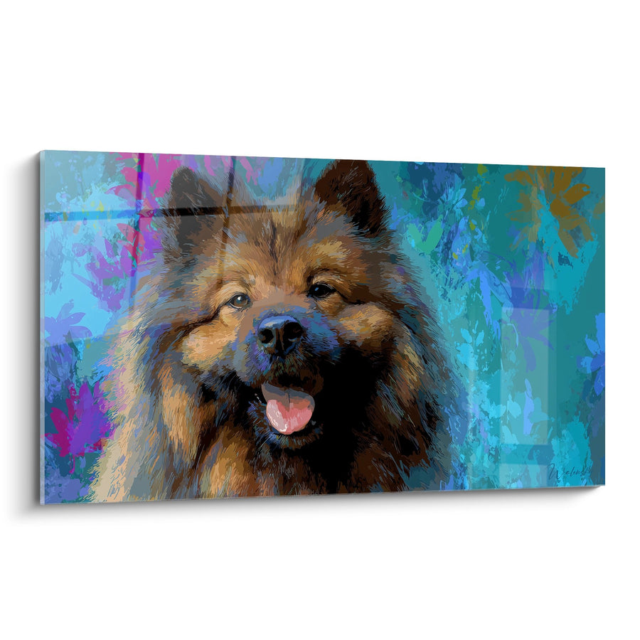 Tableau Eurasier Joyeux aux Tons Bleus et Roses - Art Numérique Lumineux - Edition Eurasier