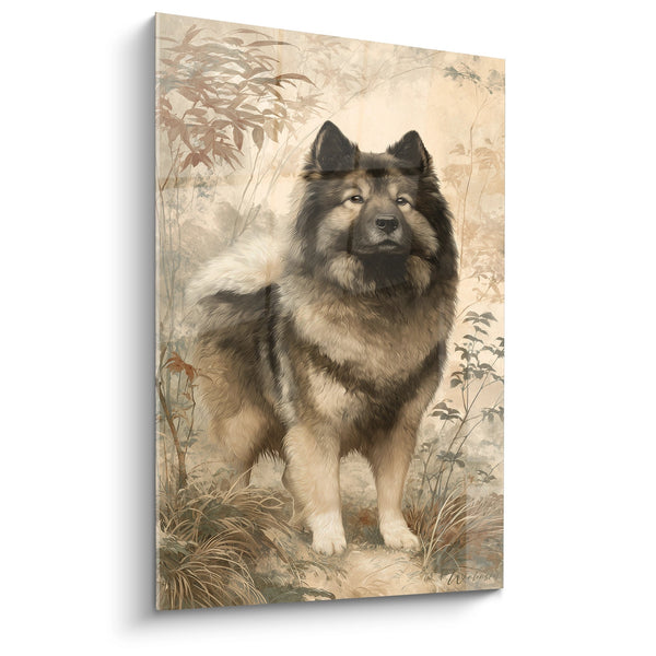 Dog Canvas with Sepia Tones in Botanical Landscape - Noble Portrait - Eurasier Edition