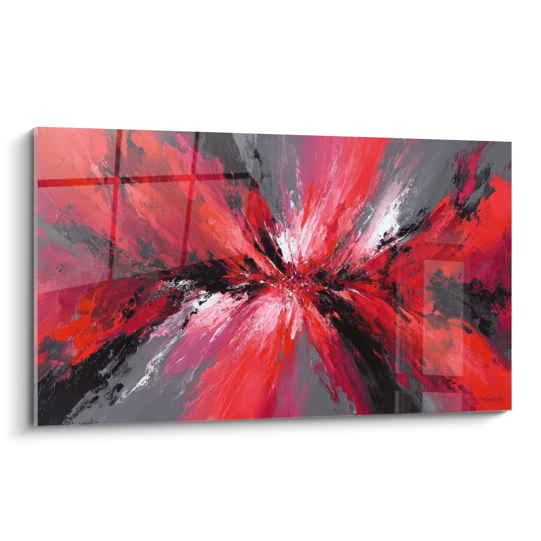Tableau explosion abstraite rouge et noir style expressionniste moderne décoration murale