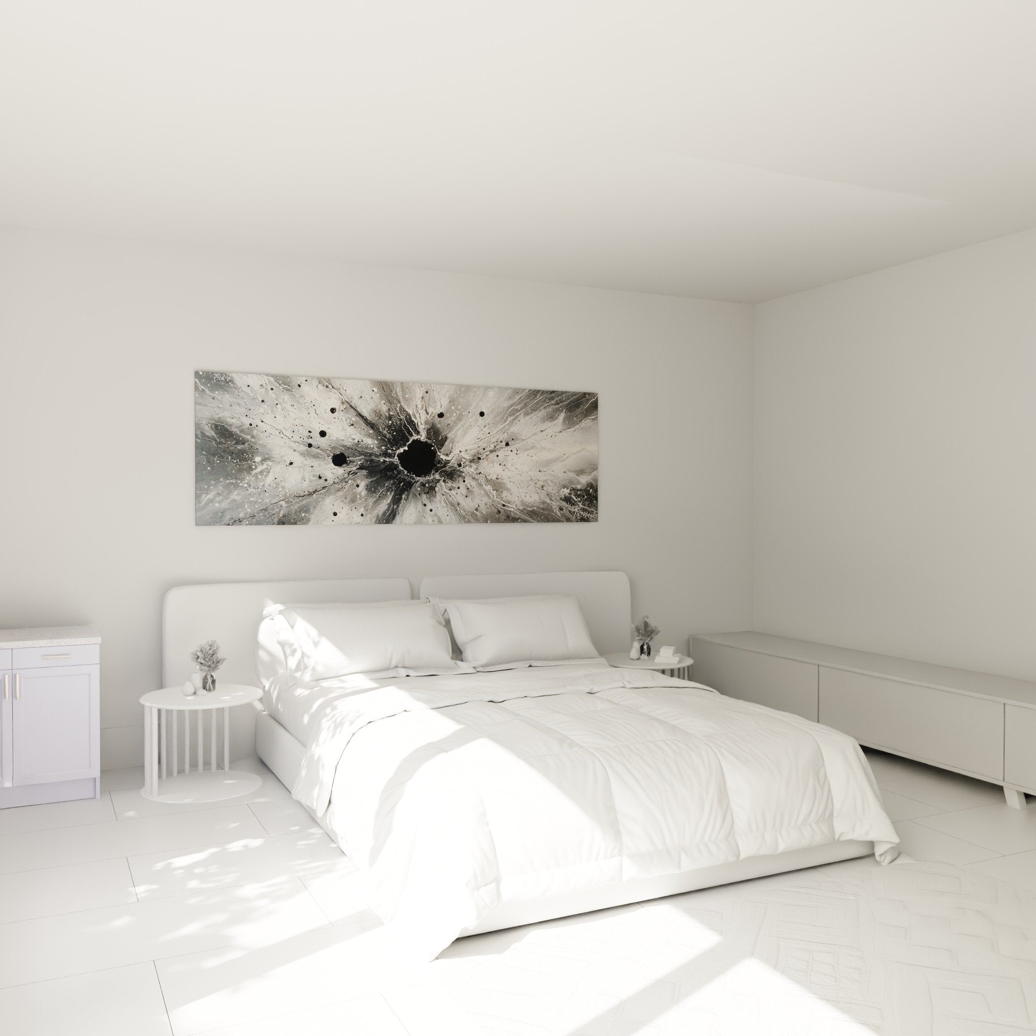 Decoration murale explosion matiere chambre moderne tableau noir blanc feng shui nord-ouest metal