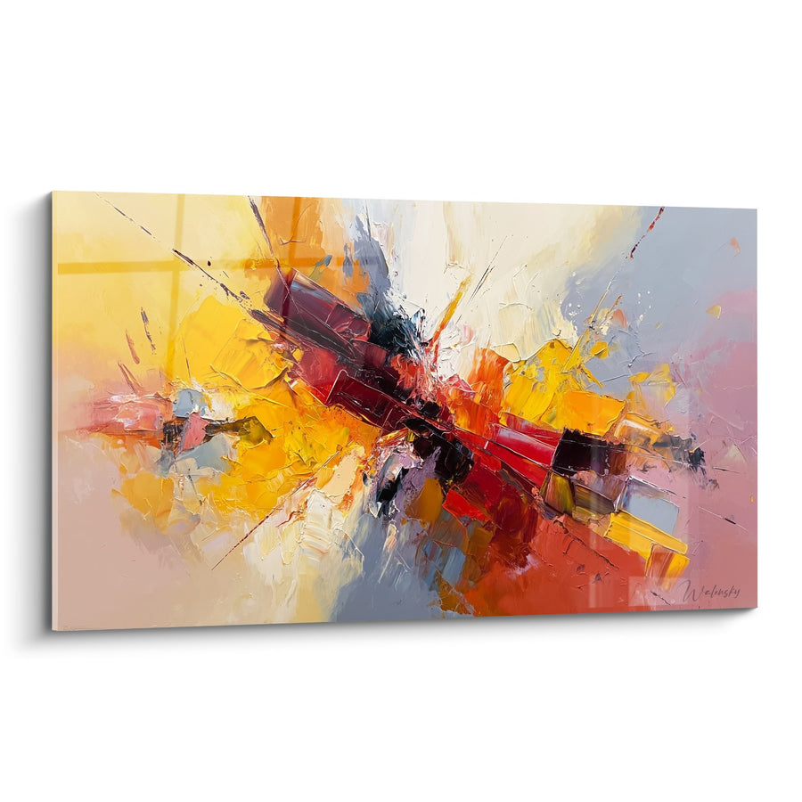 Tableau Explosion de Couleurs Chaudes Rouge Orange Jaune - Énergie Ardente - Édition Feng shui Sud Feu