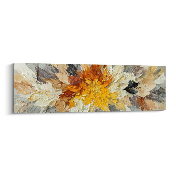 Bloemenexplosie Geel Oranje op Neutrale Achtergrond - Zonne-energie - Feng Shui Centrum Aarde Editie