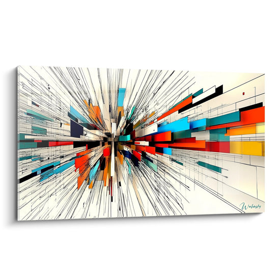 Geometrische Explosion Gemälde - Dynamischer urbaner Glanz - Konstruktivismus Edition
