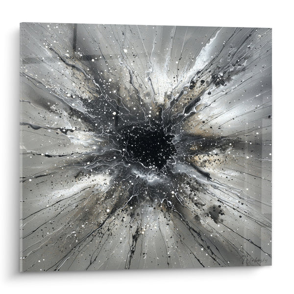 Explosie Dynamische Zwart en Grijze Wandeling met Stralende Projecties - Metalen Energie - Feng Shui Noordwest Metaal Editie