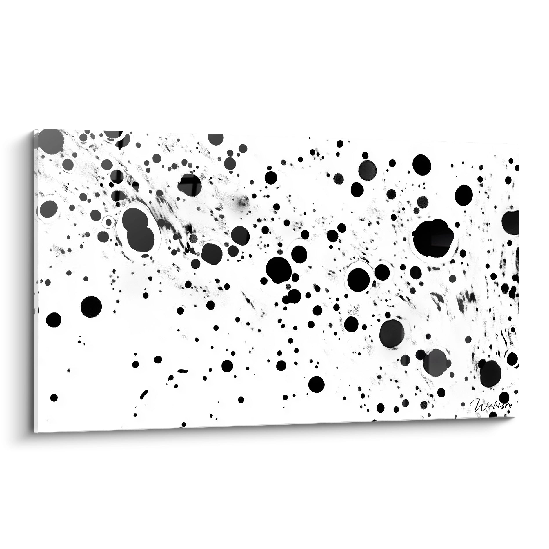 Tableau tacheté noir et blanc de Walensky avec motifs abstraits modernes pour décoration intérieure