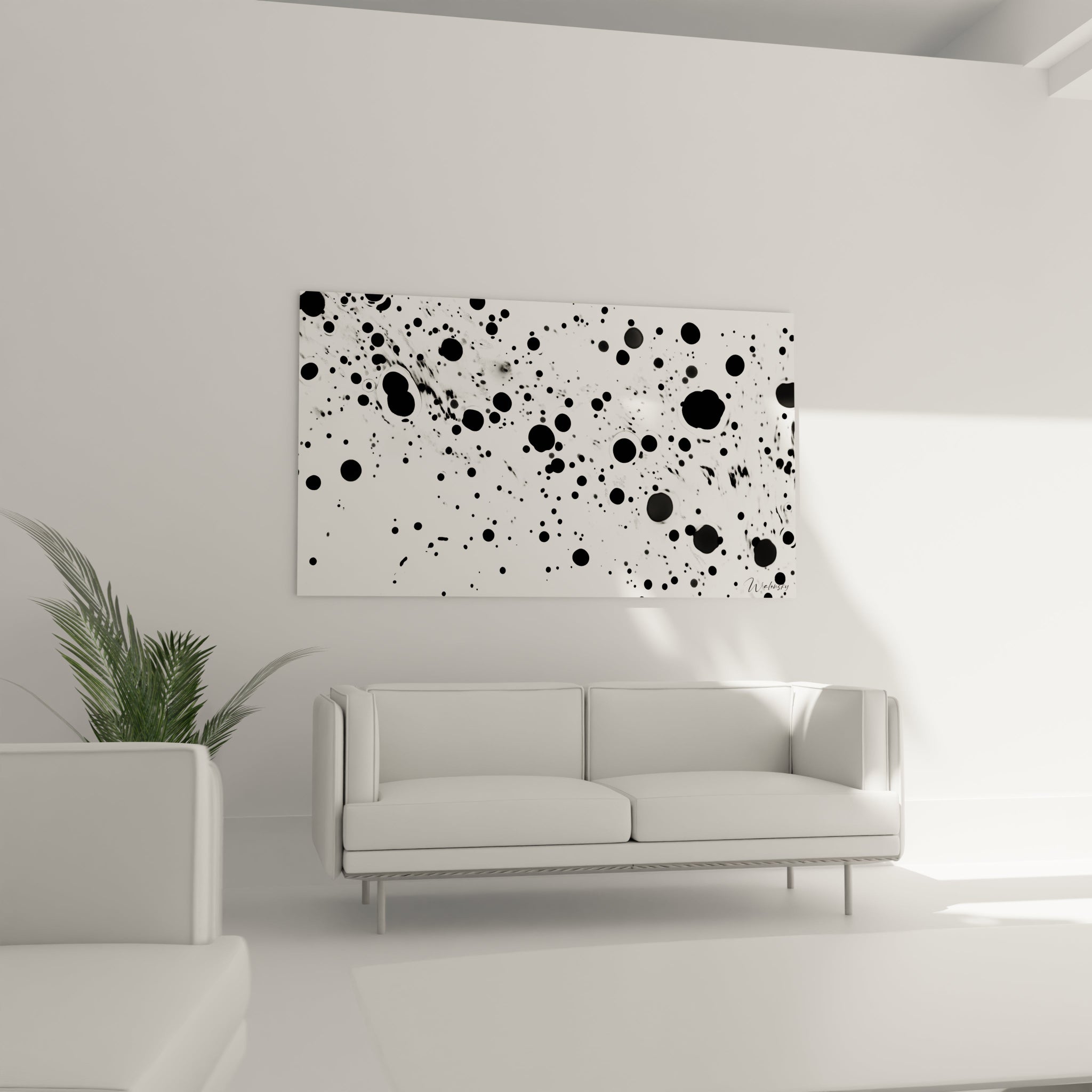 Tableau tacheté noir et blanc Walensky, décor moderne pour un intérieur stylé