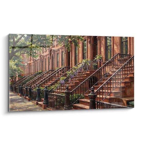 Cuadro Fachadas Rojizas con Escaleras de Hierro Forjado - Encanto Urbano - Edición Brooklyn