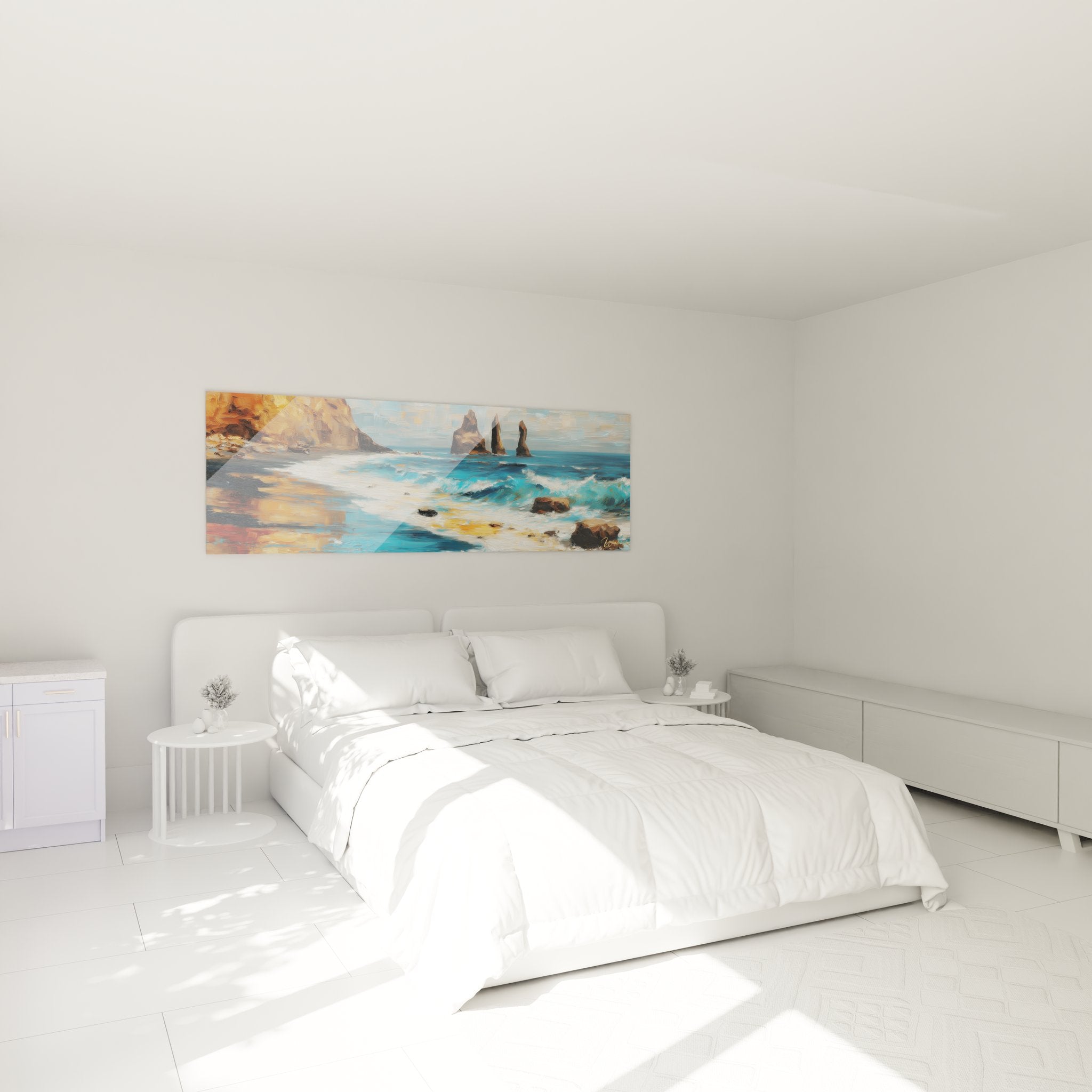 Tableau falaises océan dans chambre moderne - décoration murale maritime élégante avec paysage côtier