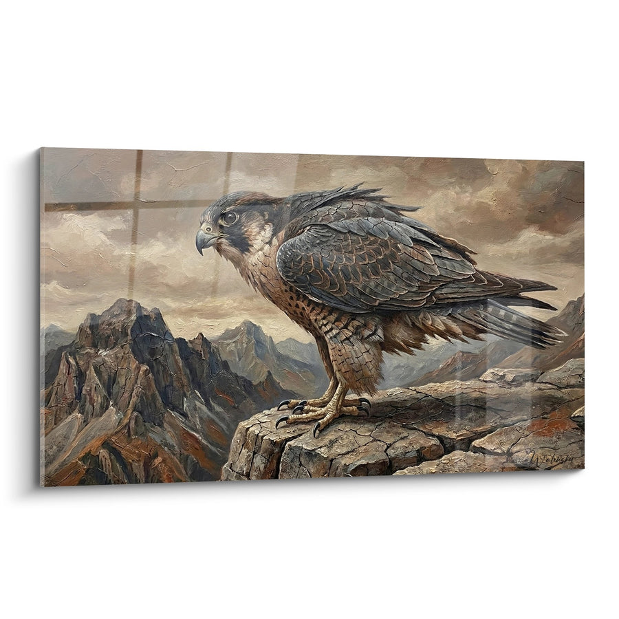 Tableau Faucon Perché sur Rocher en Montagne - Majesté Sauvage - Edition Faucon