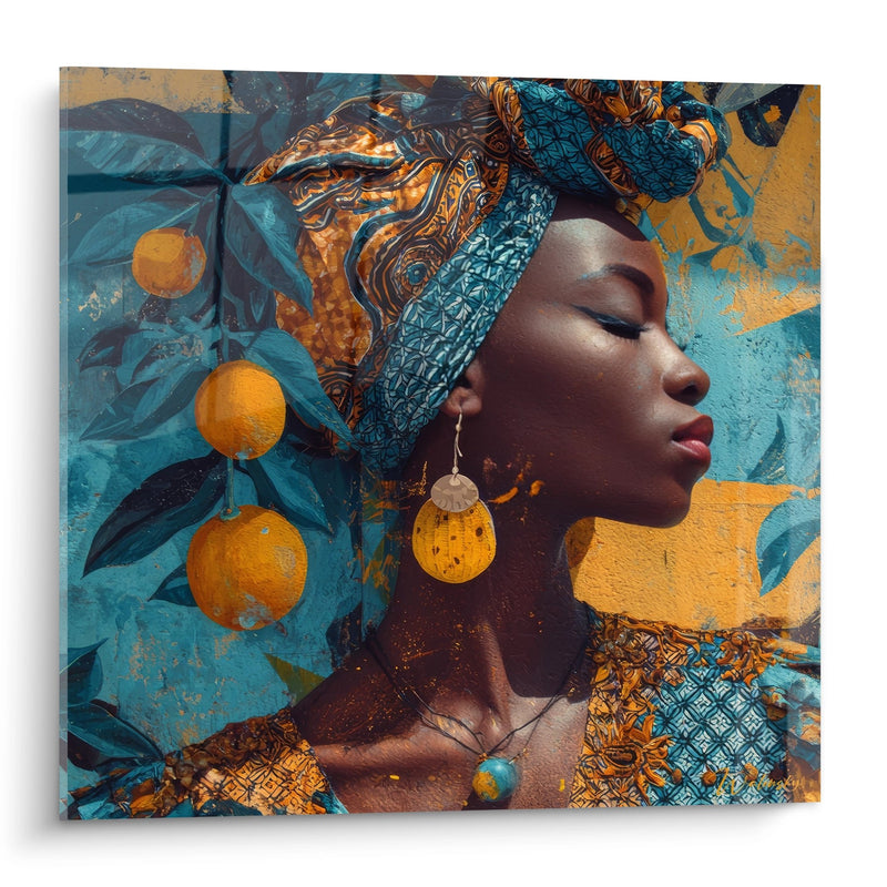 Tableau femme africaine aux oranges - Portrait tropical - édition Visage africain