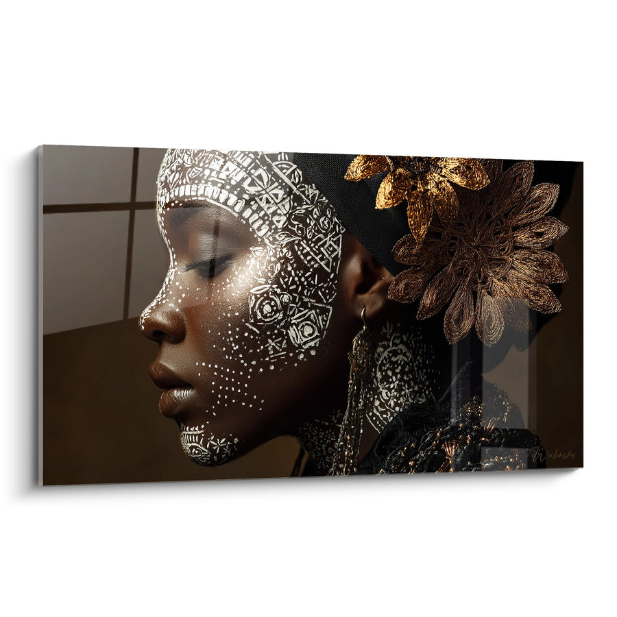 Tableau femme africaine ornements dorés - Beauté Sacrée - édition Visage africain