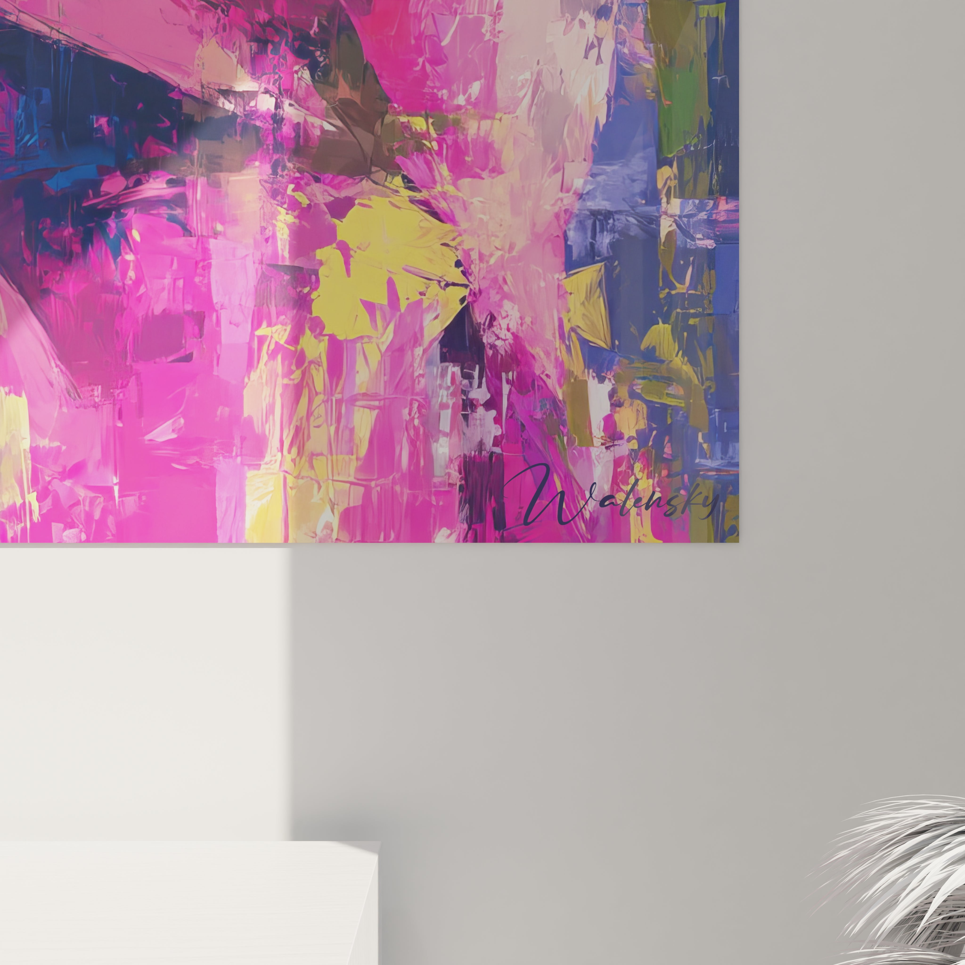 Tableau mural femme afro années 80 avec des couleurs vives et un style abstrait moderne
