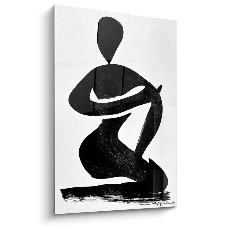 Gemälde sitzende Frau minimalistisch - moderne Silhouette - Ausgabe Charaktere schwarz und weiss
