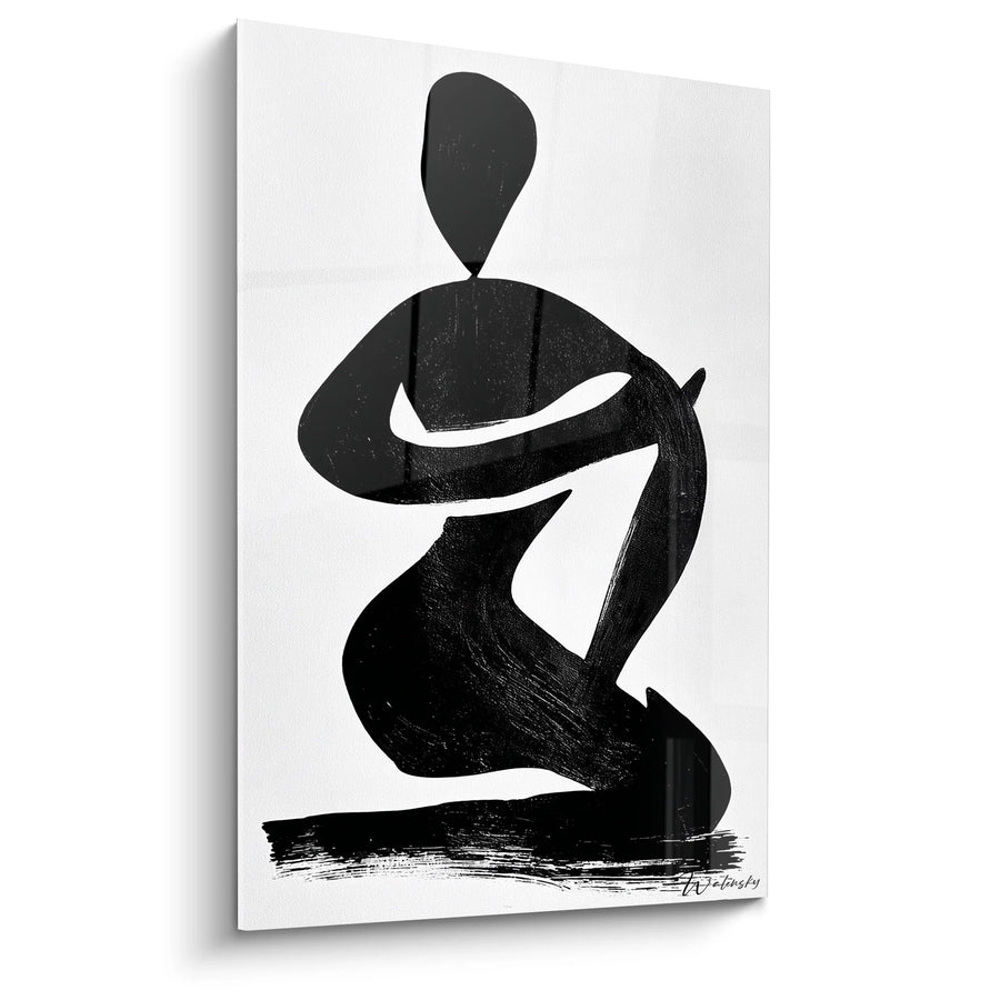 Tableau Femme Assise Minimaliste - Silhouette Moderne - Edition personnages noir et blanc