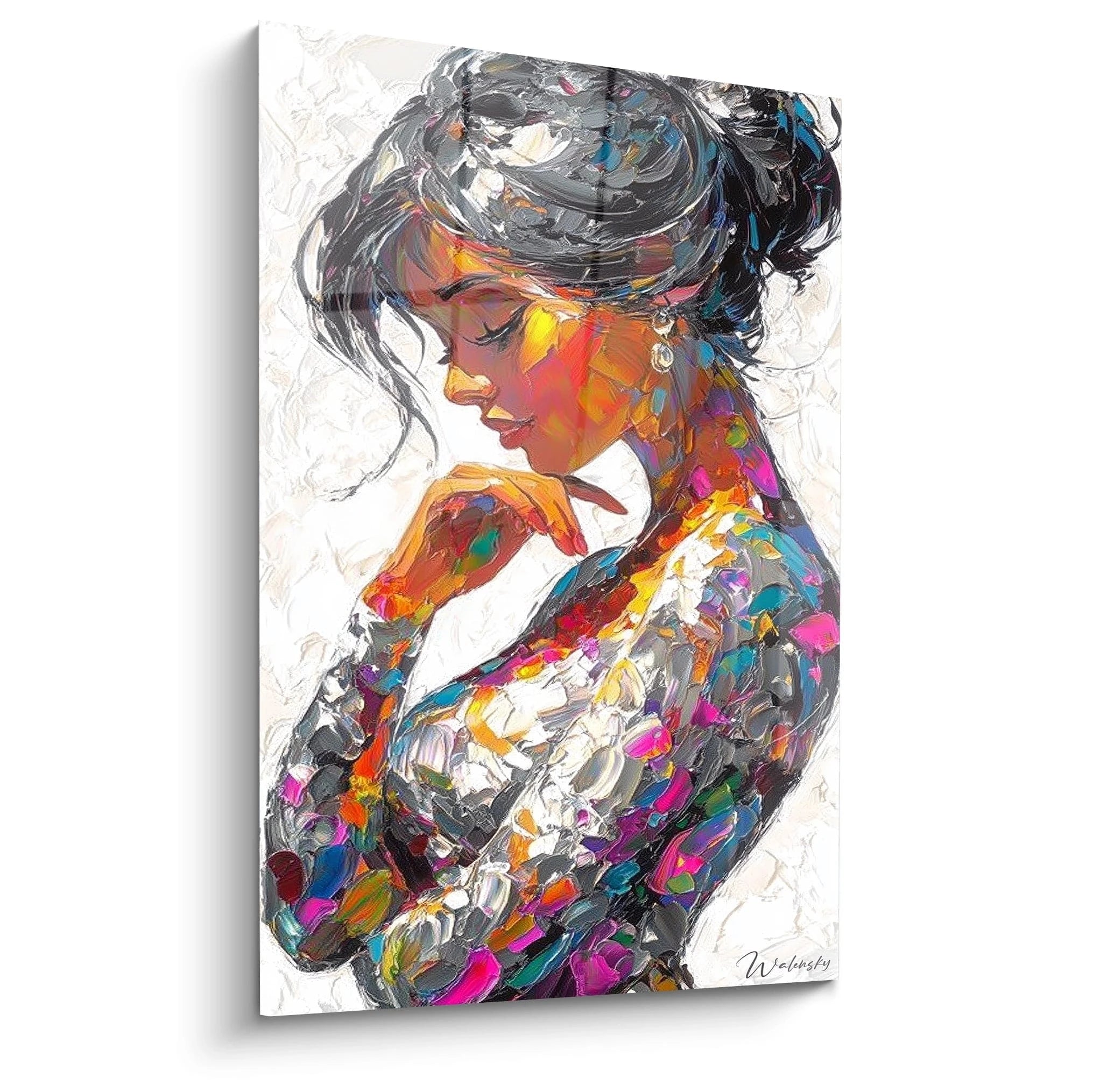 Tableau femme moderne de Walensky avec des couleurs vives et une représentation artistique élégante