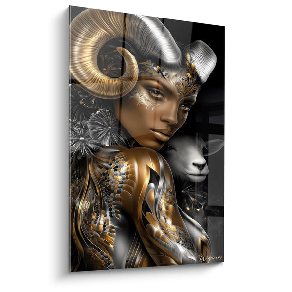 Cuadro mujer ariete mitológico - Fusión dorada - edición el oro negro