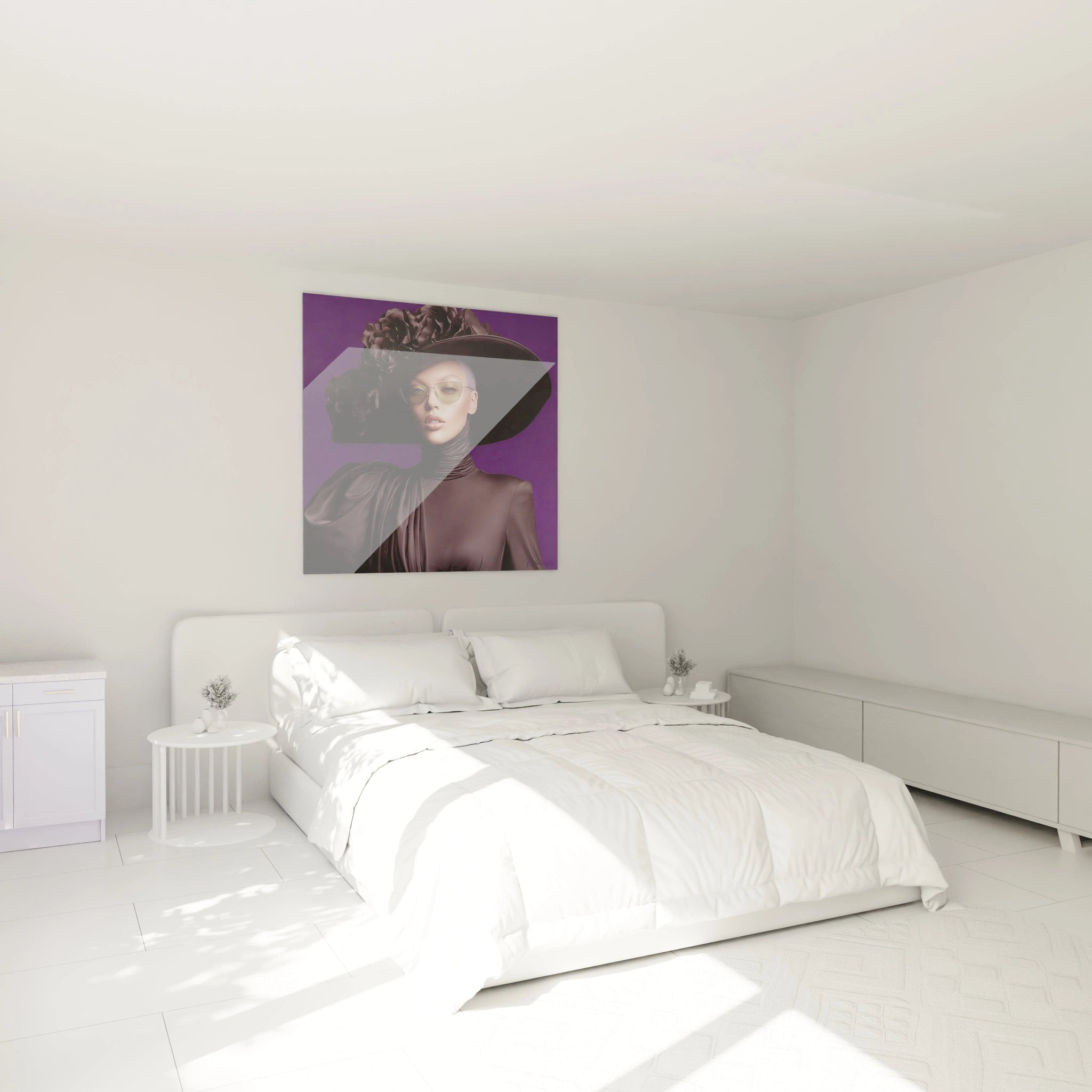 Tableau femme élégante de Walensky sur un mur blanc dans une chambre moderne et lumineuse
