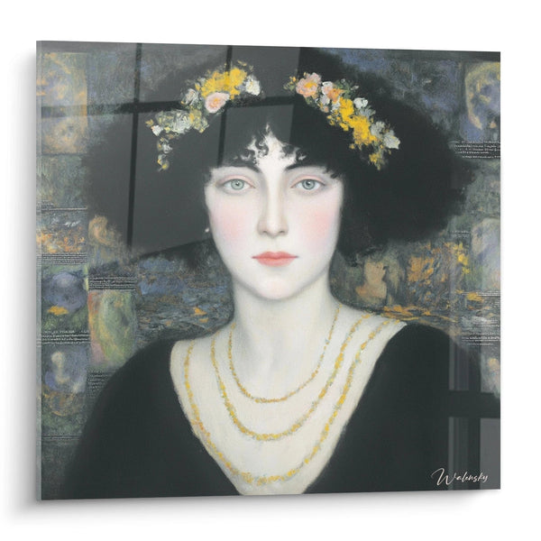 Schilderij Vrouw Bloemkroon - symbolistische editie