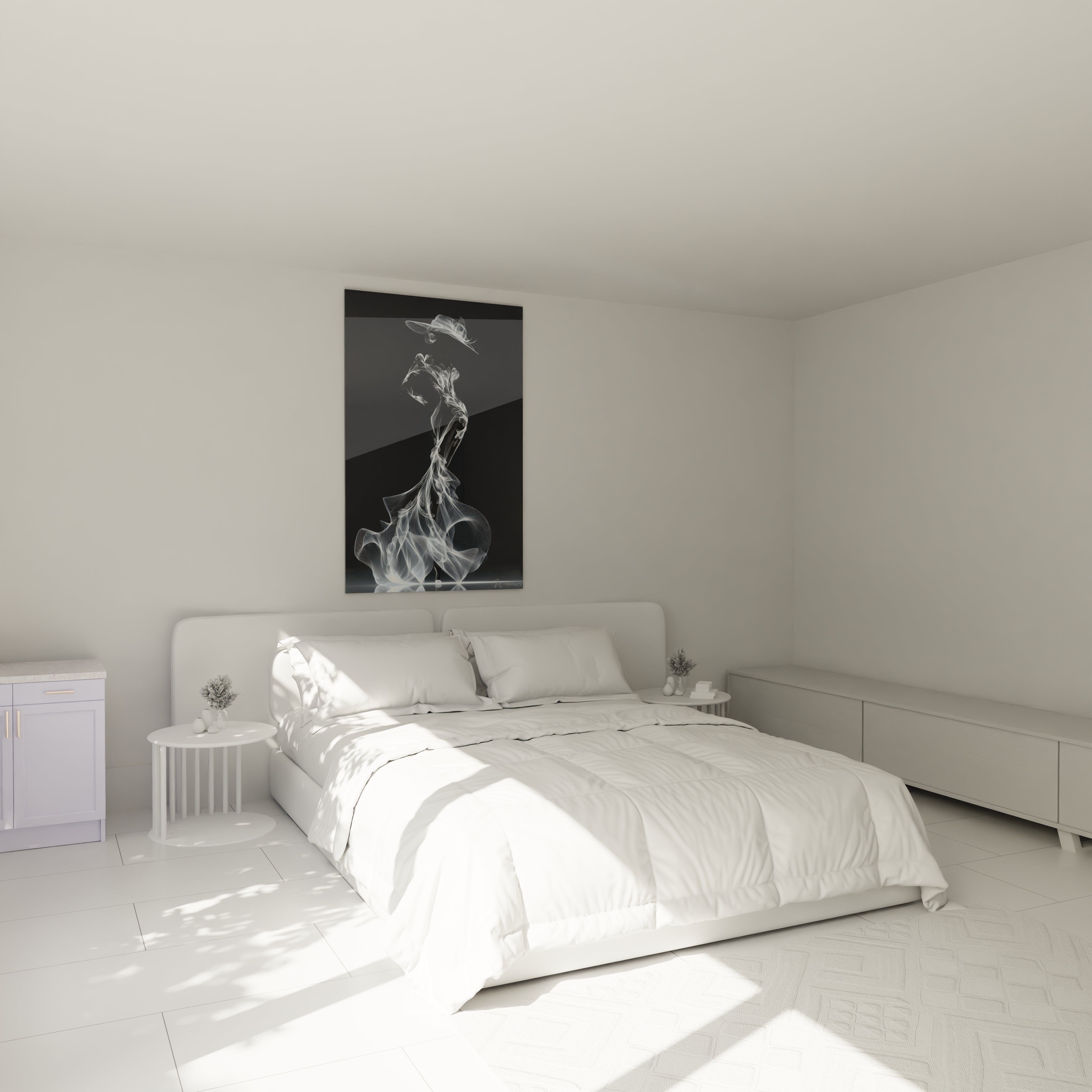 Tableau femme élégante en noir et blanc pour décorer une chambre moderne et minimaliste