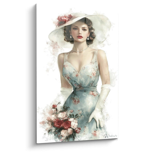Tabella Donna Elegante - Signora con Cappello Fiorito - edizione moda vintage