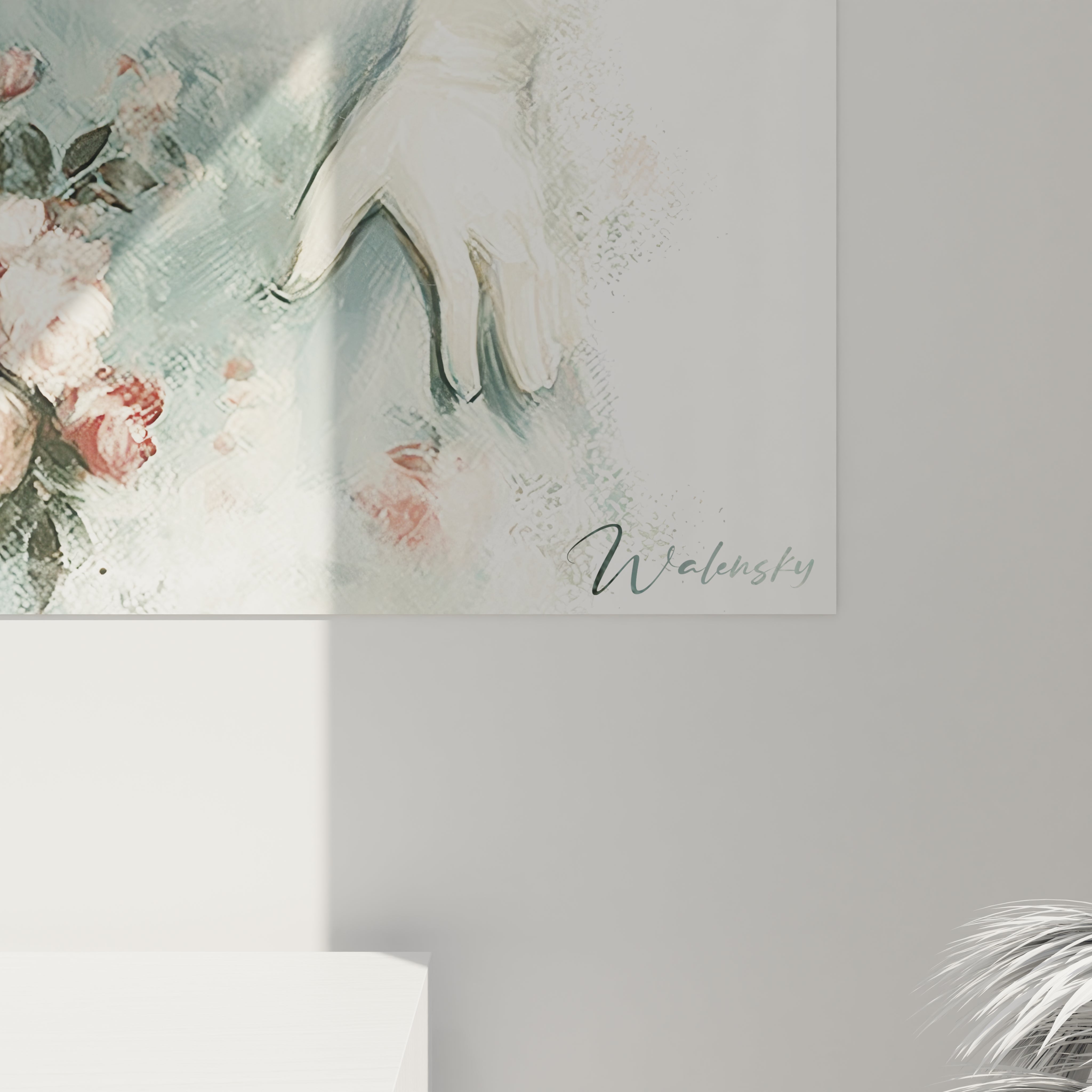 Tableau femme élégante par Walensky, illustrant une femme stylée avec des fleurs délicates