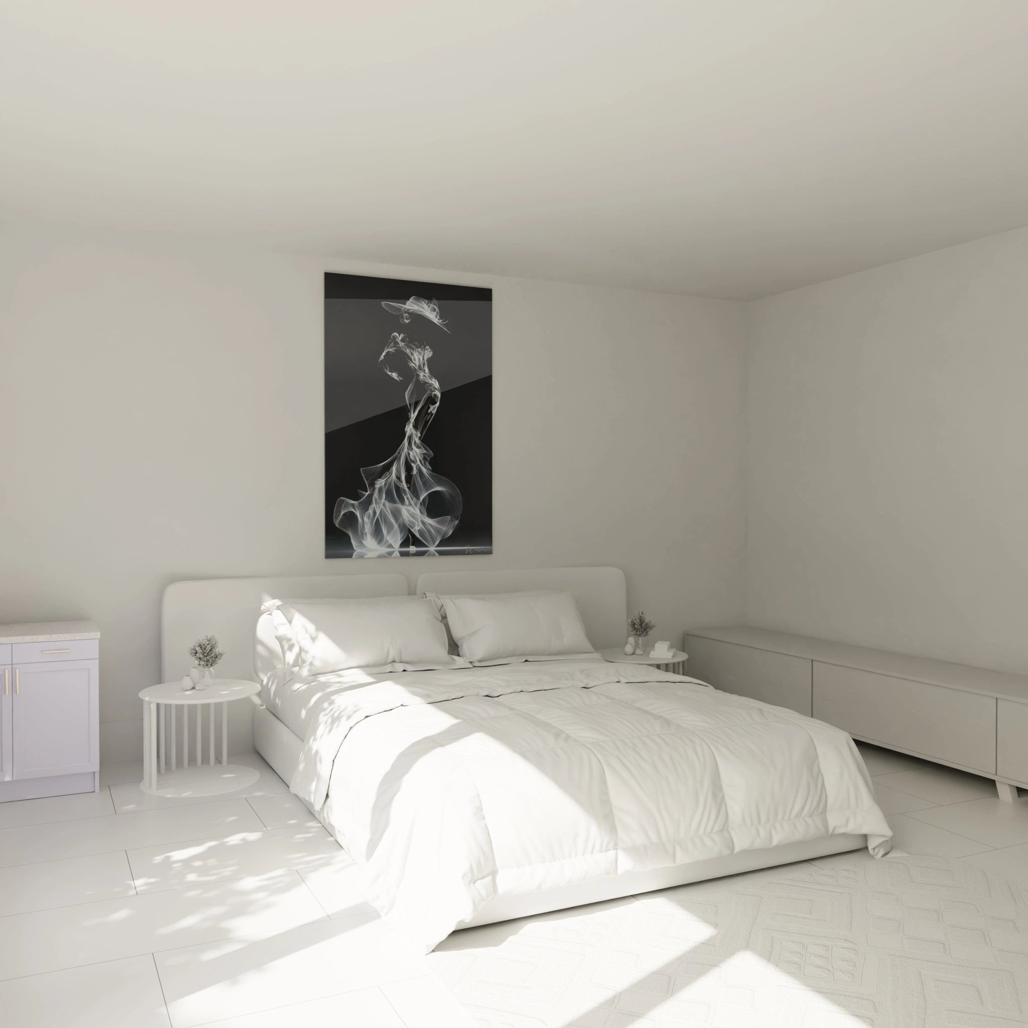 Tableau femme élégante en noir et blanc pour décorer une chambre moderne et minimaliste