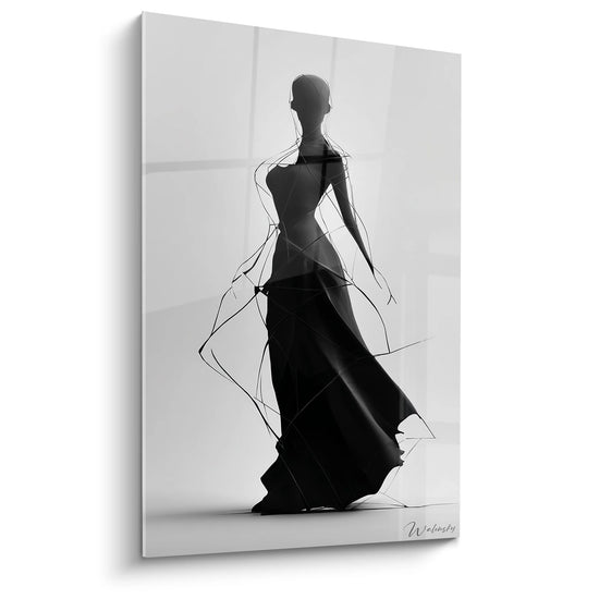Frauengemälde Elegant - Geometrische Silhouette - Schwarz-Weiß Charakteredition