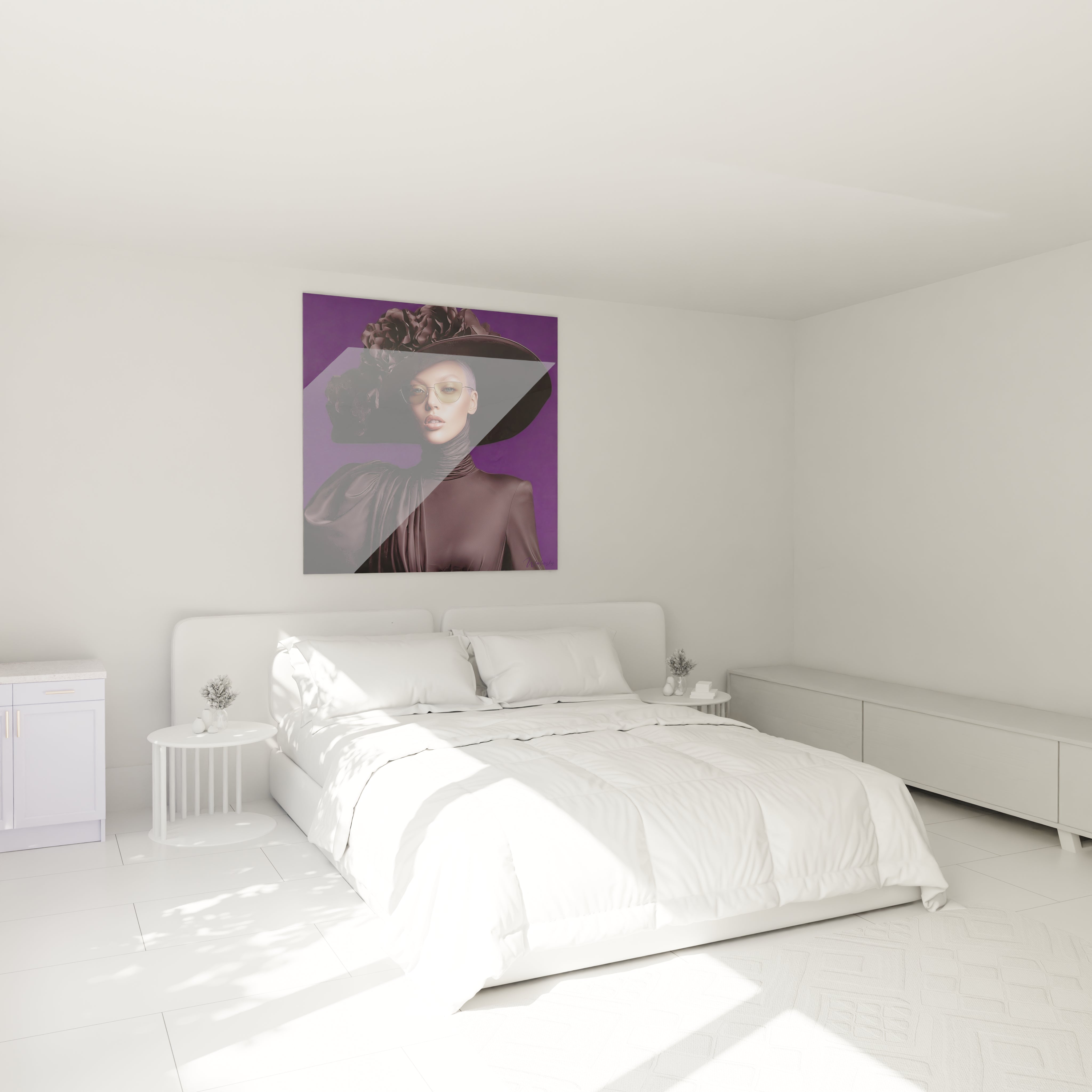 Tableau femme élégante de Walensky sur un mur blanc dans une chambre moderne et lumineuse